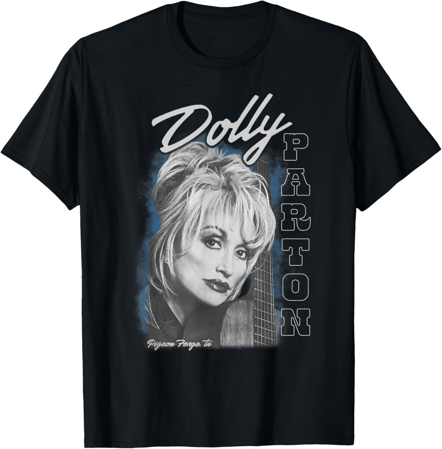 Dolly Parton Pigeon Forge TN Portrait of Dolly & Her Guitar T-Shirt - T-Shirt | Black