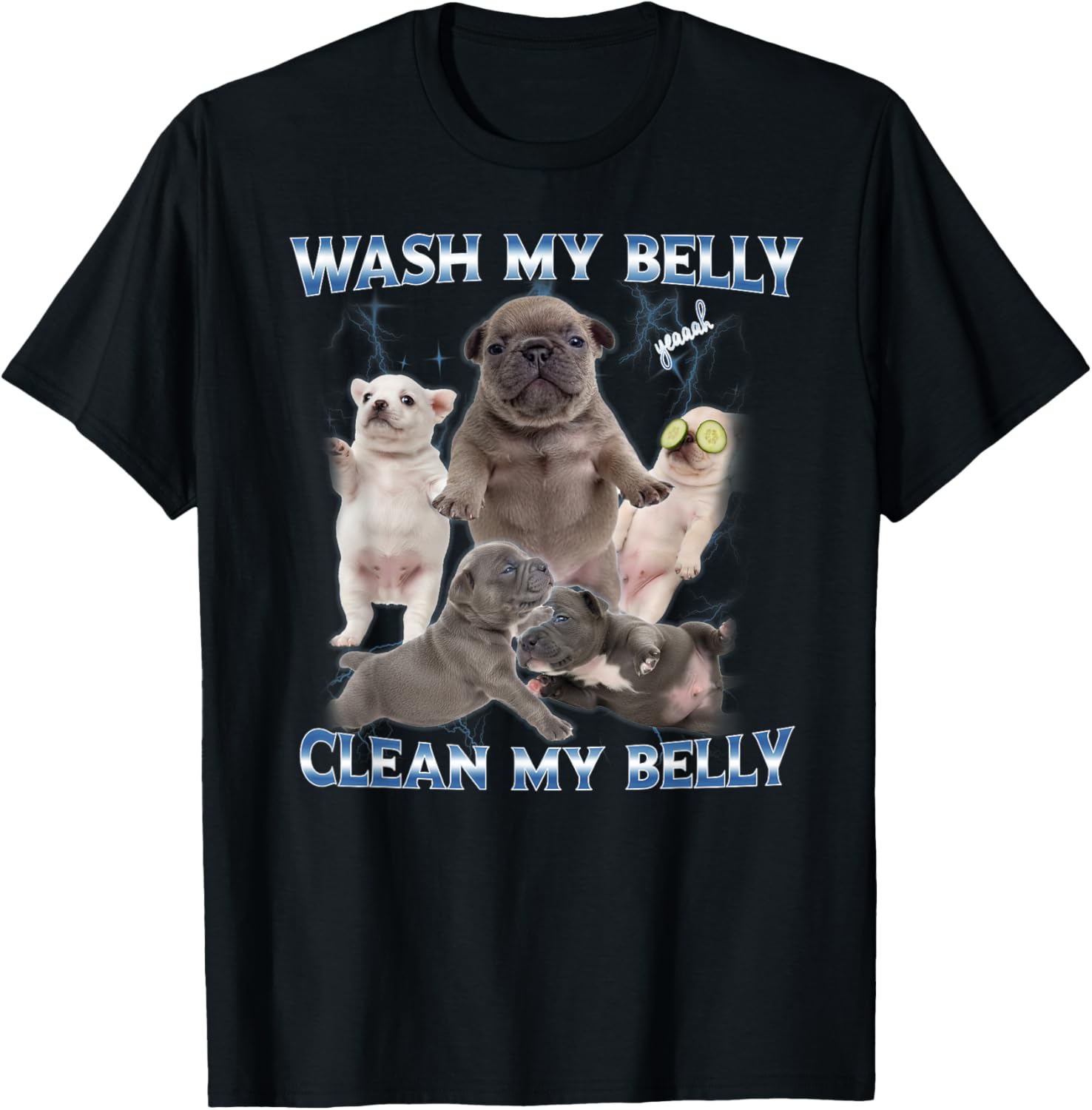 Pibble Dog Wash Clean My Belly Funny Meme T-Shirt - T-Shirt | Black