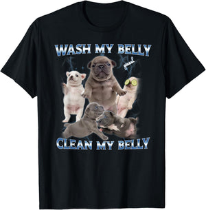 Pibble Dog Wash Clean My Belly Funny Meme T-Shirt - T-Shirt | Black