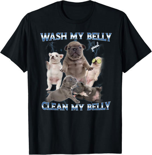 Pibble Dog Wash Clean My Belly Funny Meme T-Shirt - T-Shirt | Black