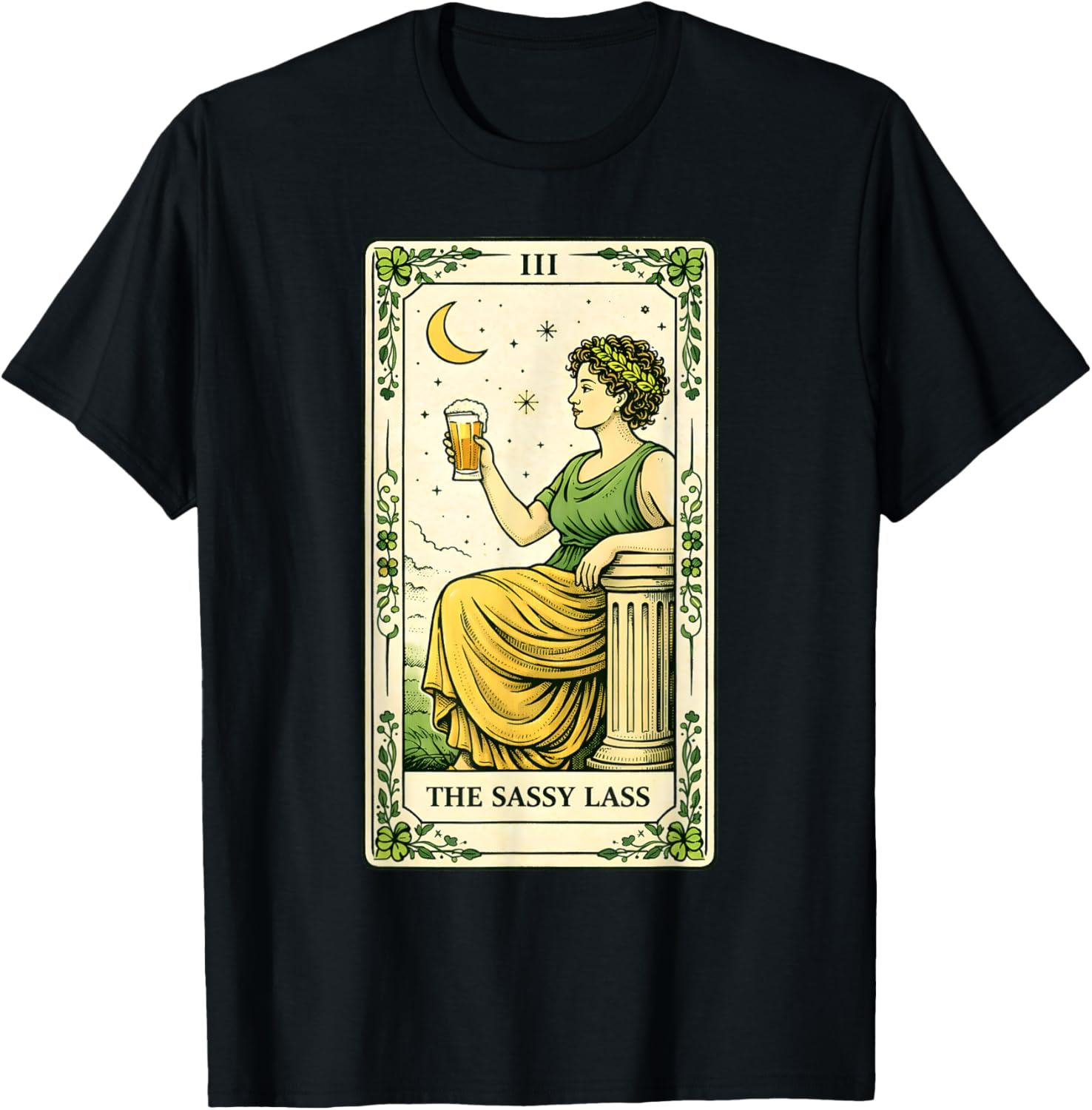 The Sassy Lass Tarot Card St Patrick’s Day Irish Beer Funny T-Shirt - T-Shirt | Black