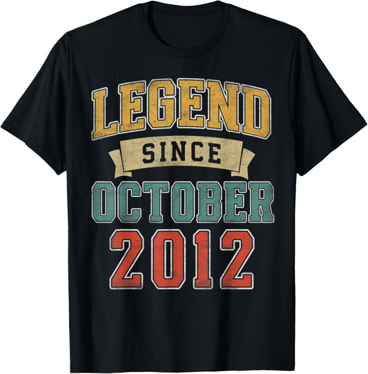 Legend October 2012 13th Birthday Boy Girl 13 Year Old T-Shirt - T-Shirt | Black