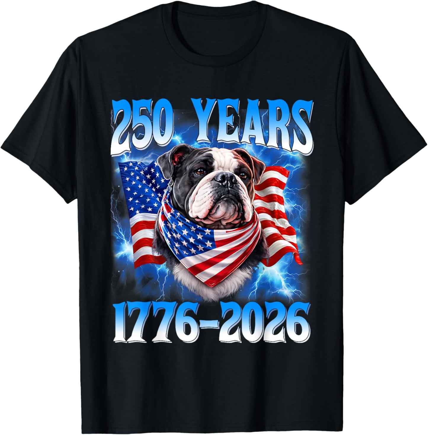 250 Year American 1776 2026 250th USA Dog Patriotic 4th July T-Shirt - T-Shirt | Black