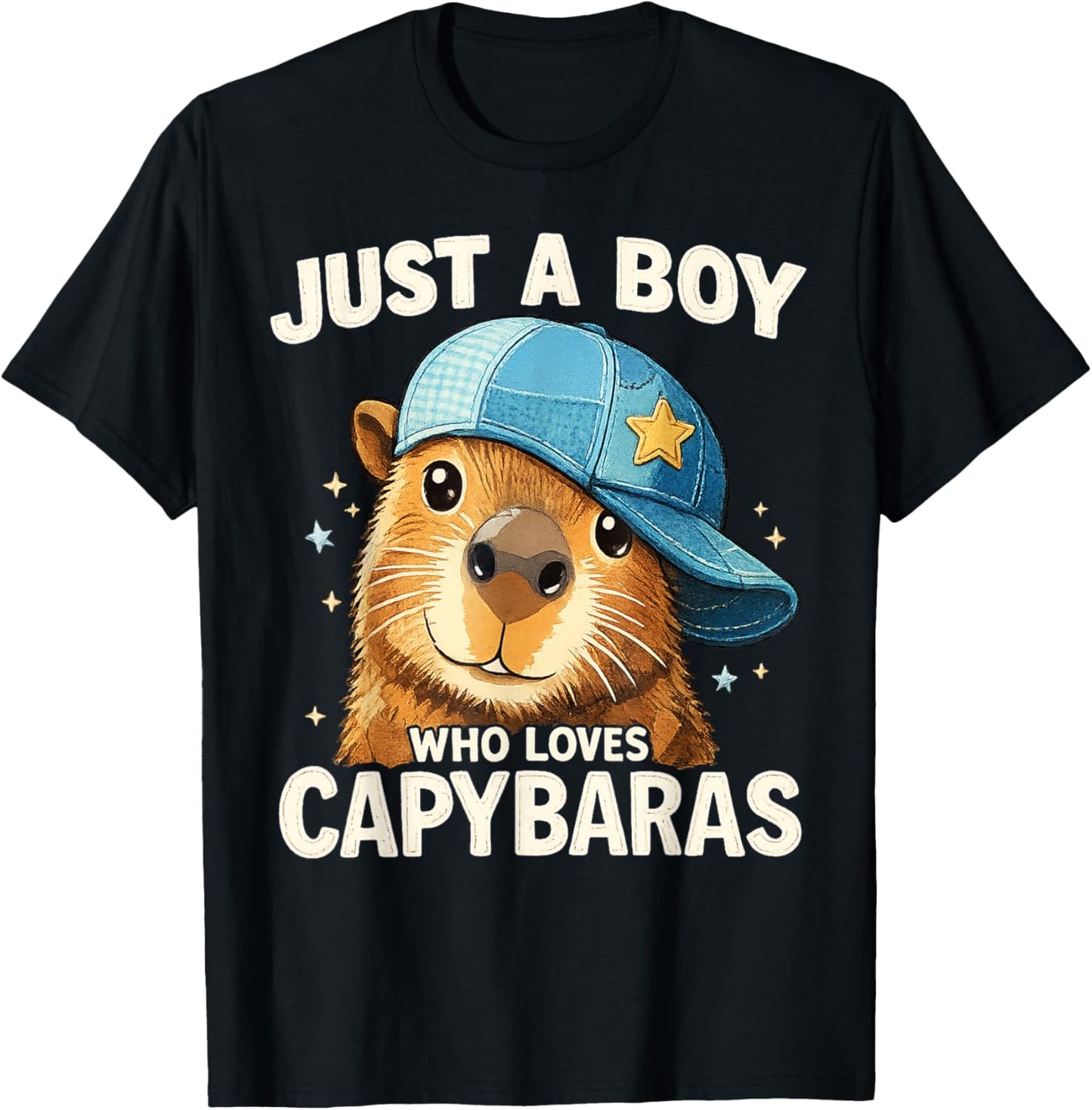 Just A Boy Who Loves Capybaras Funny Capybara Boys T-Shirt - T-Shirt | Black