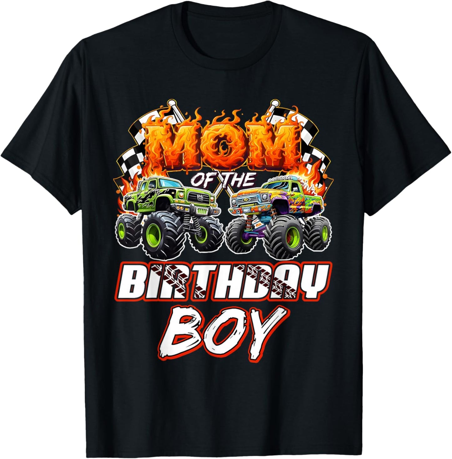 Mom of The Birthday boy Monster Truck Birthday Decoration T-Shirt - T-Shirt | Black
