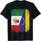 Half Mexico Venezuela Flag Mexican Venezuelan Roots T-Shirt - T-Shirt | Black