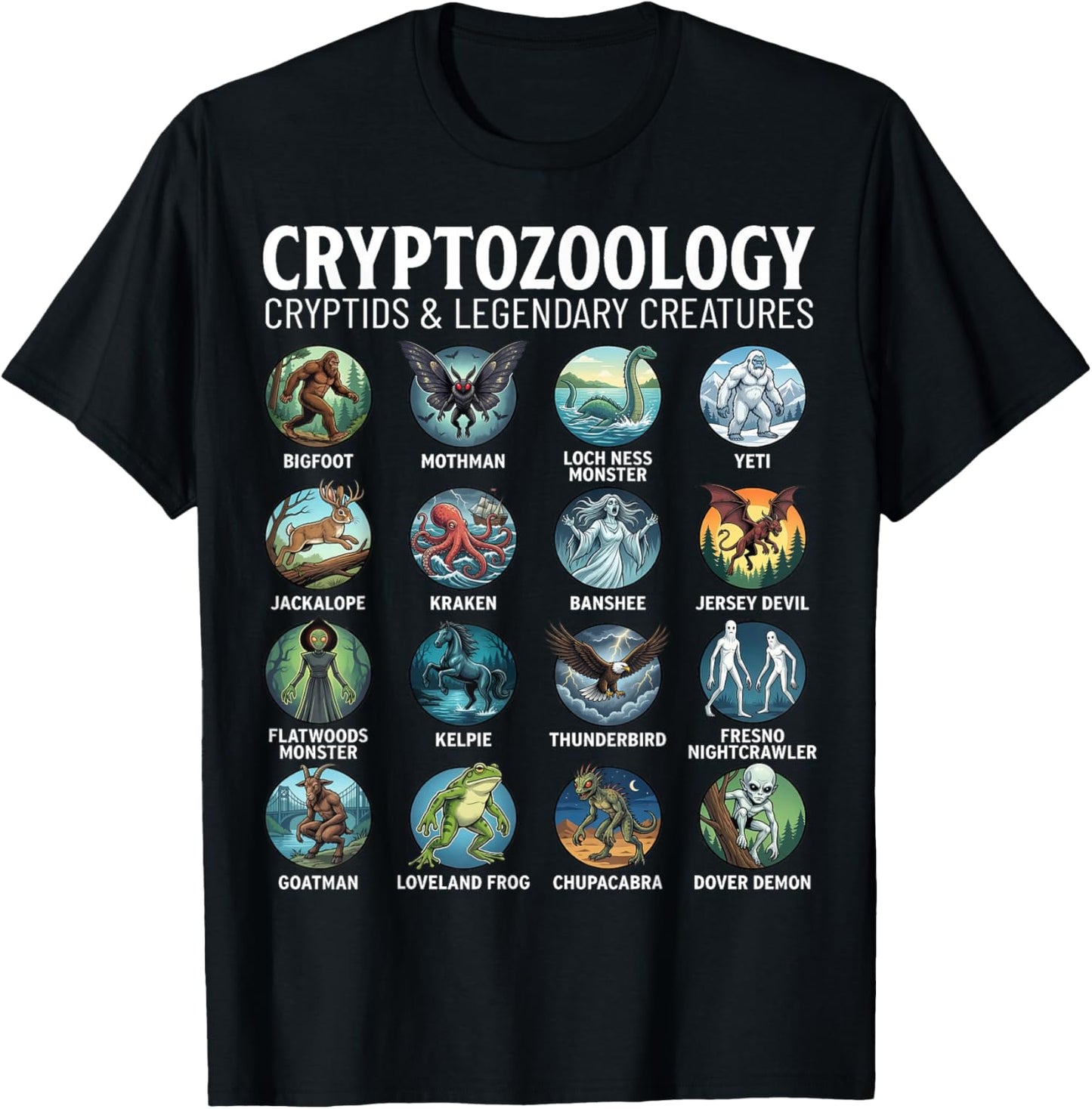 Cryptozoology Cryptids and Legendary Creatures Folklore T-Shirt - T-Shirt | Black