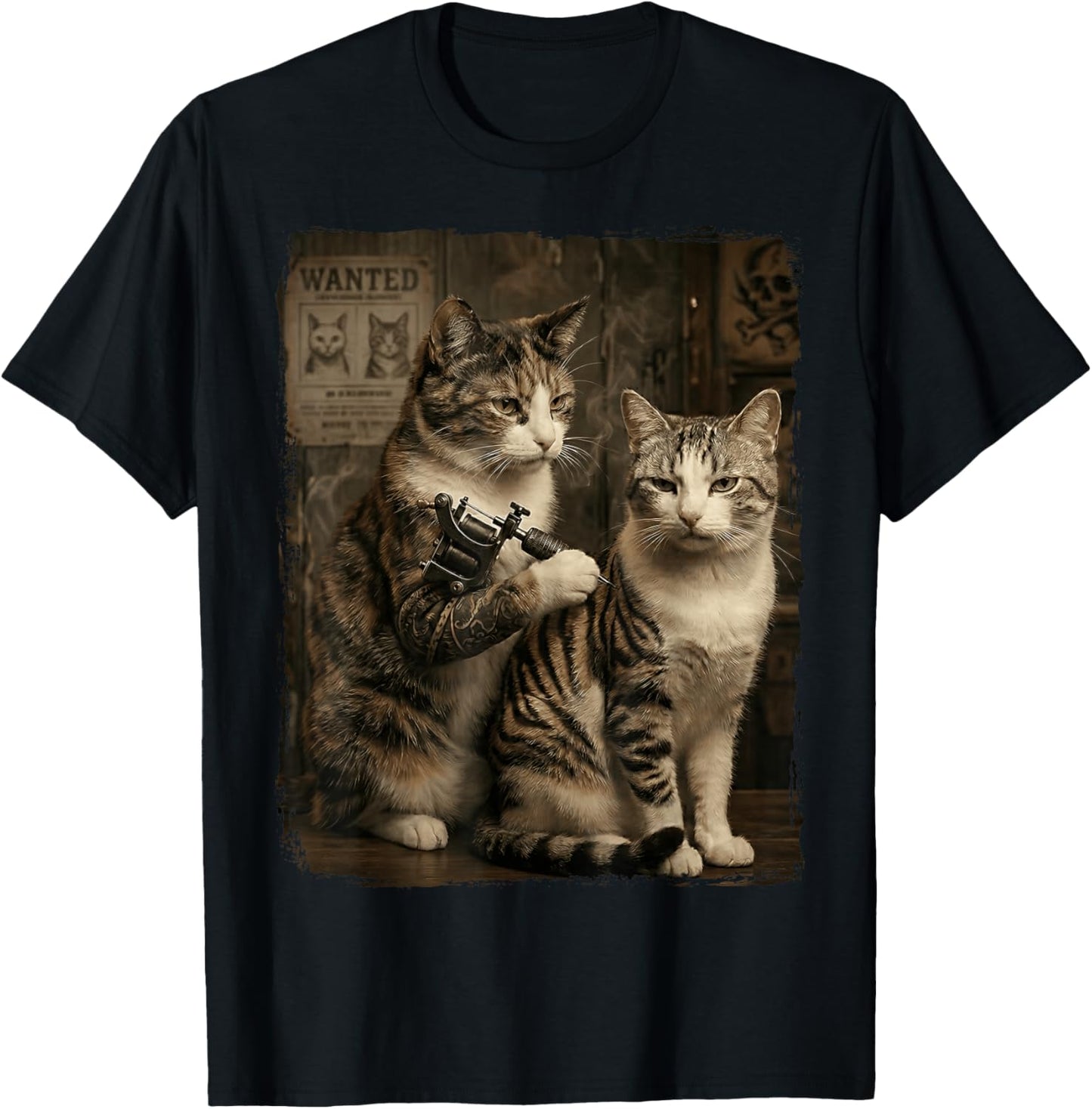Cat Tattoo Inked Graphic T-Shirt - T-Shirt | Black