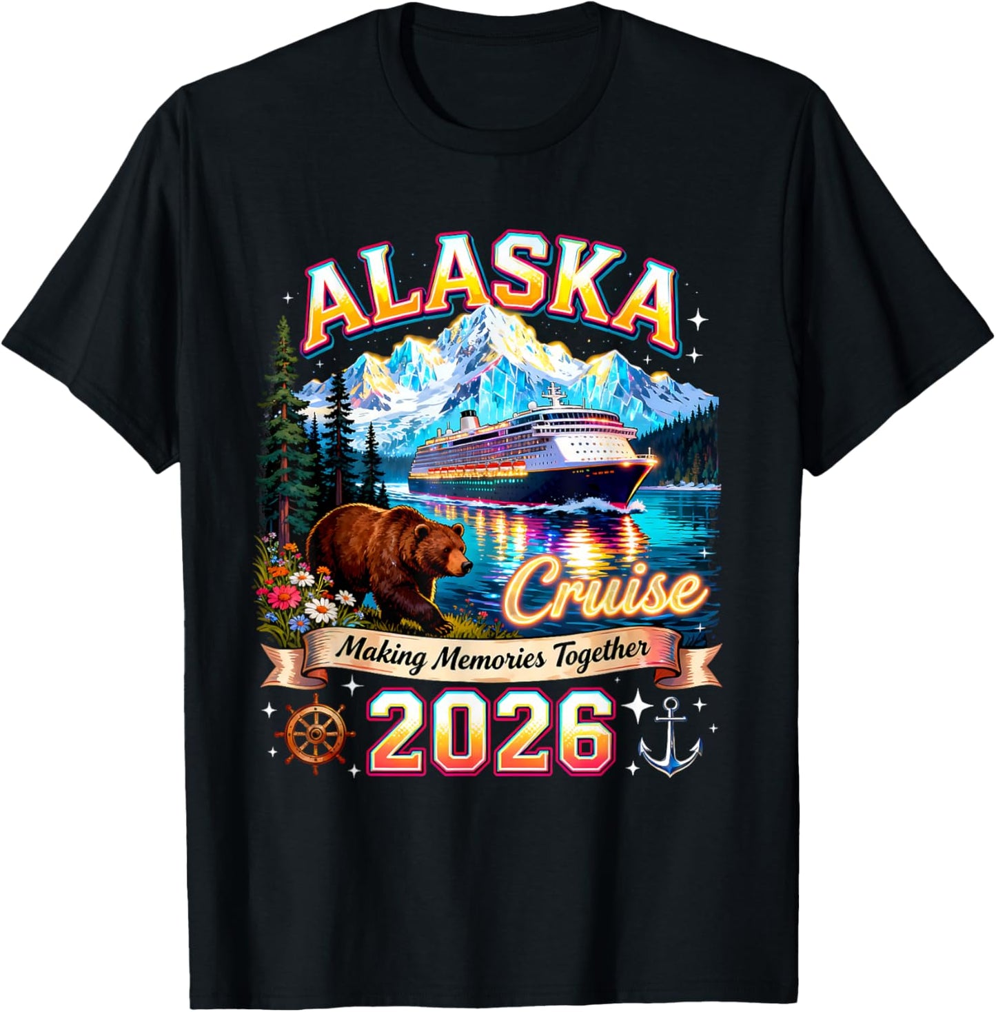 Alaska Cruise 2026 Family Vacation Matching Memories Gift T-Shirt - T-Shirt | Black