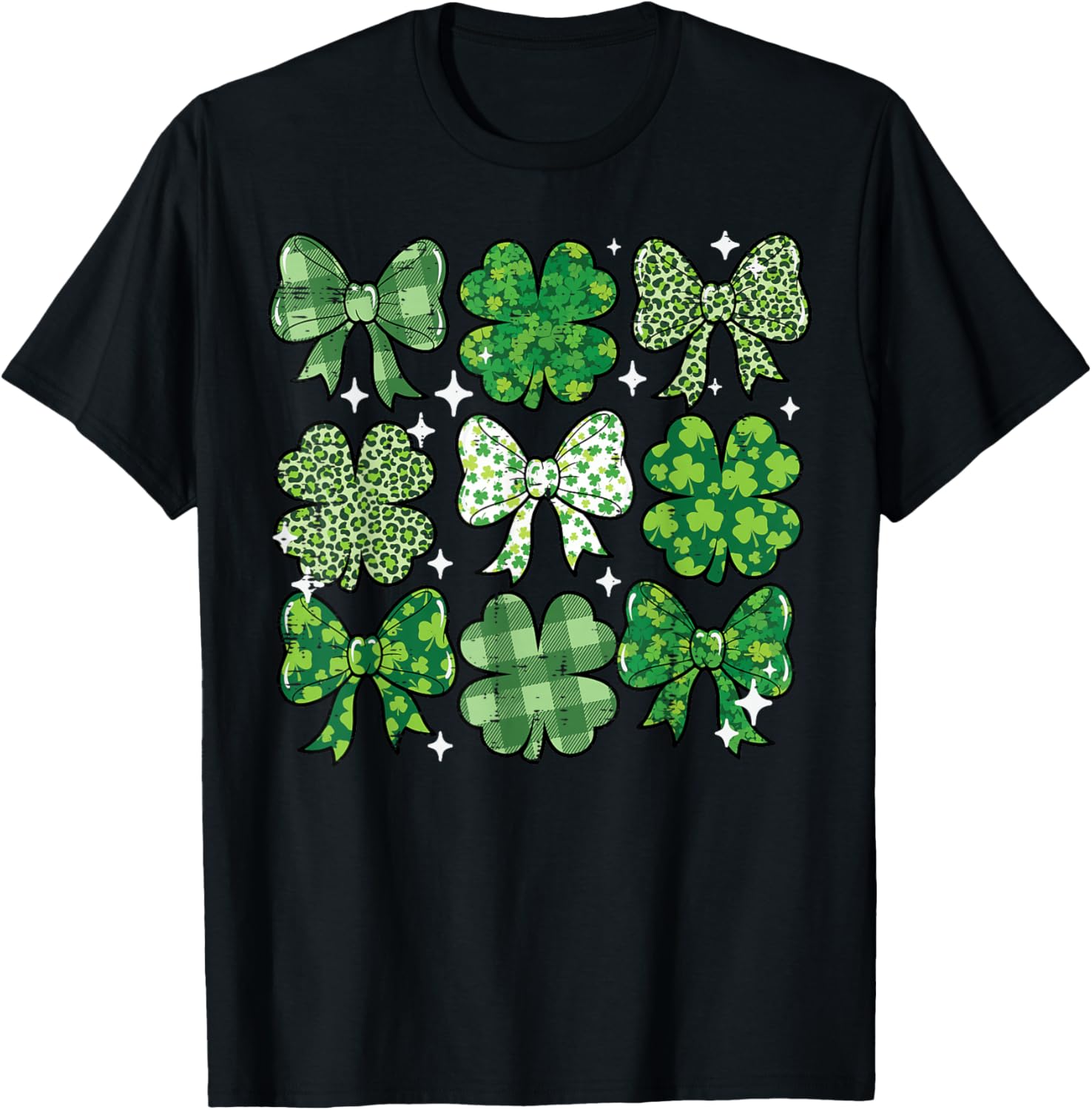 St Patricks Day Bow Coquette Saint Paddys Girls Kids Women T-Shirt - T-Shirt | Black