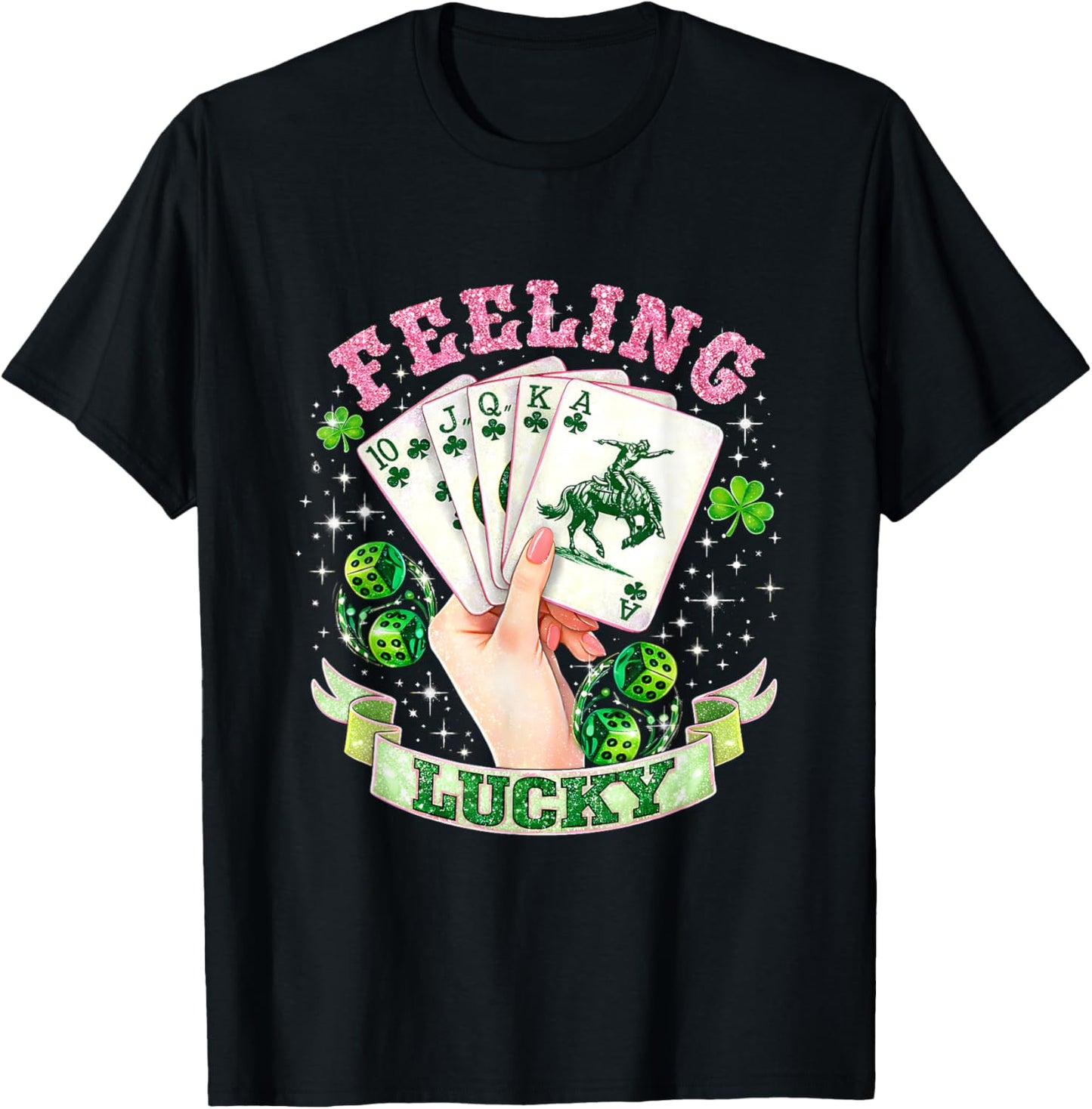 Funny Feeling Lucky Howdy Cowgirl Club Saint Patrick T-Shirt - T-Shirt | Black