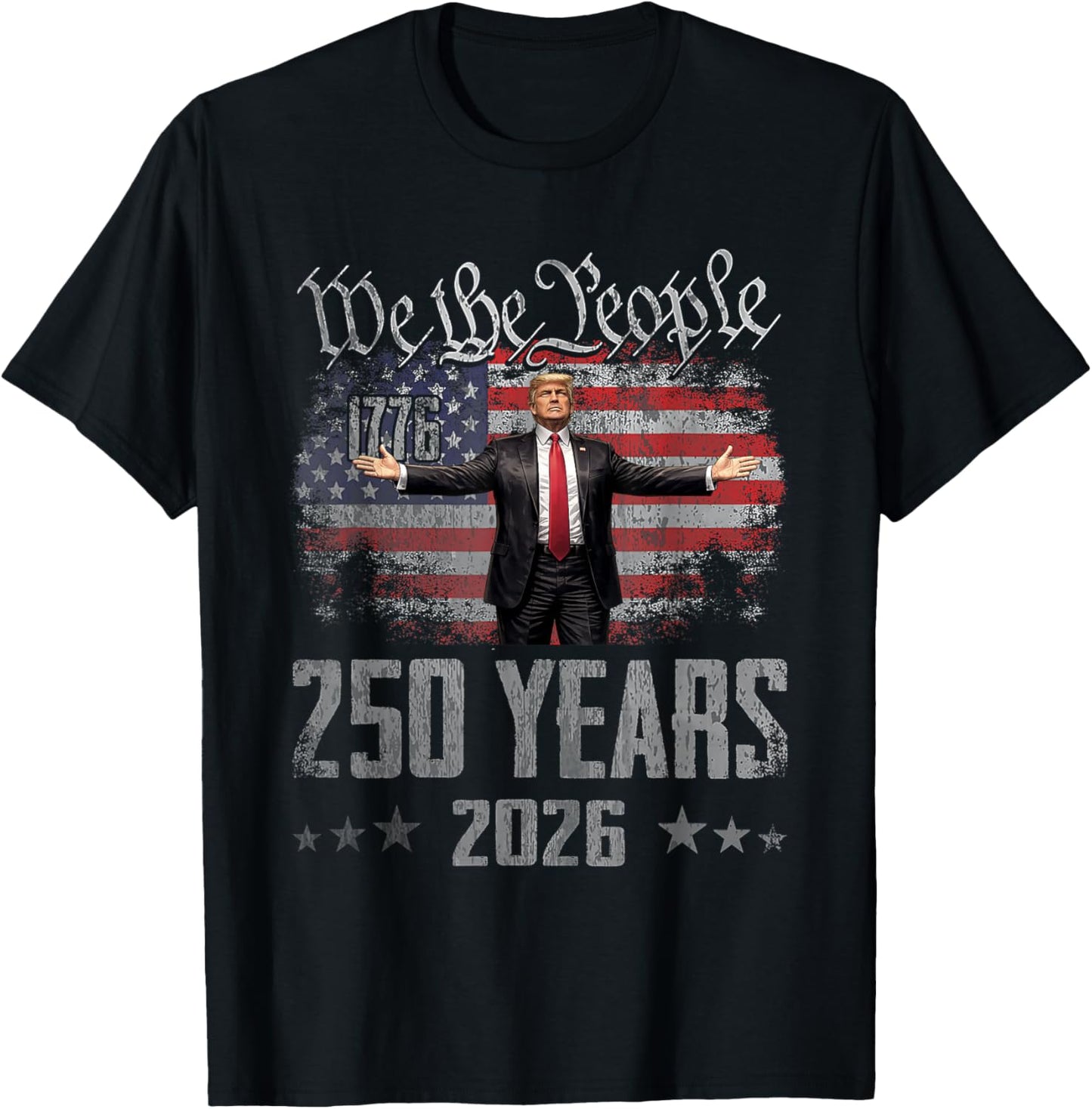 250 Years 1776-2026 250th Vintage Trump American 4th of July T-Shirt - T-Shirt | Black