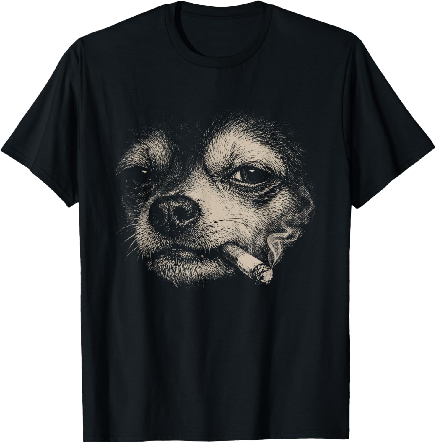 Dog Smoking Cigarette Funny Chihuahua Meme T-Shirt - T-Shirt | Black