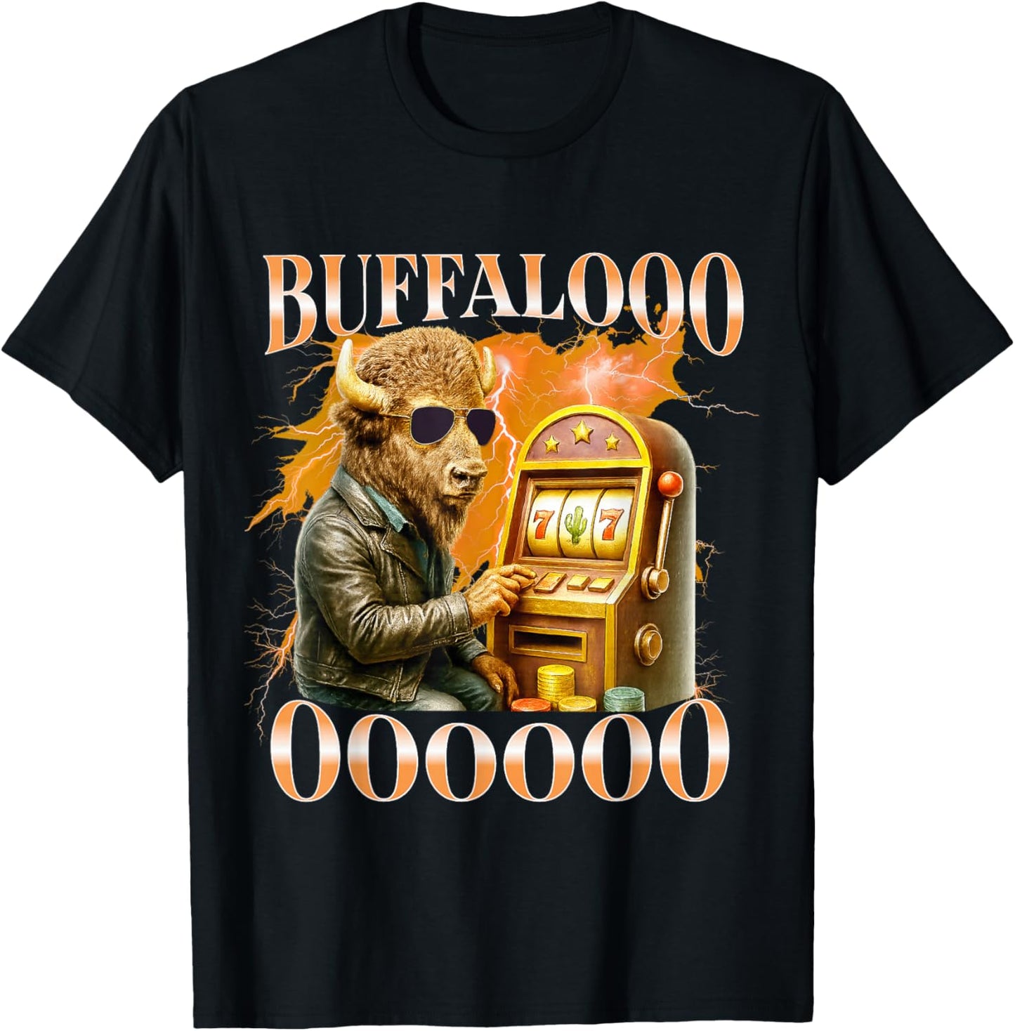Buffalo Bison Casino Slot Machine Funny Gambling Bootleg T-Shirt - T-Shirt | Black