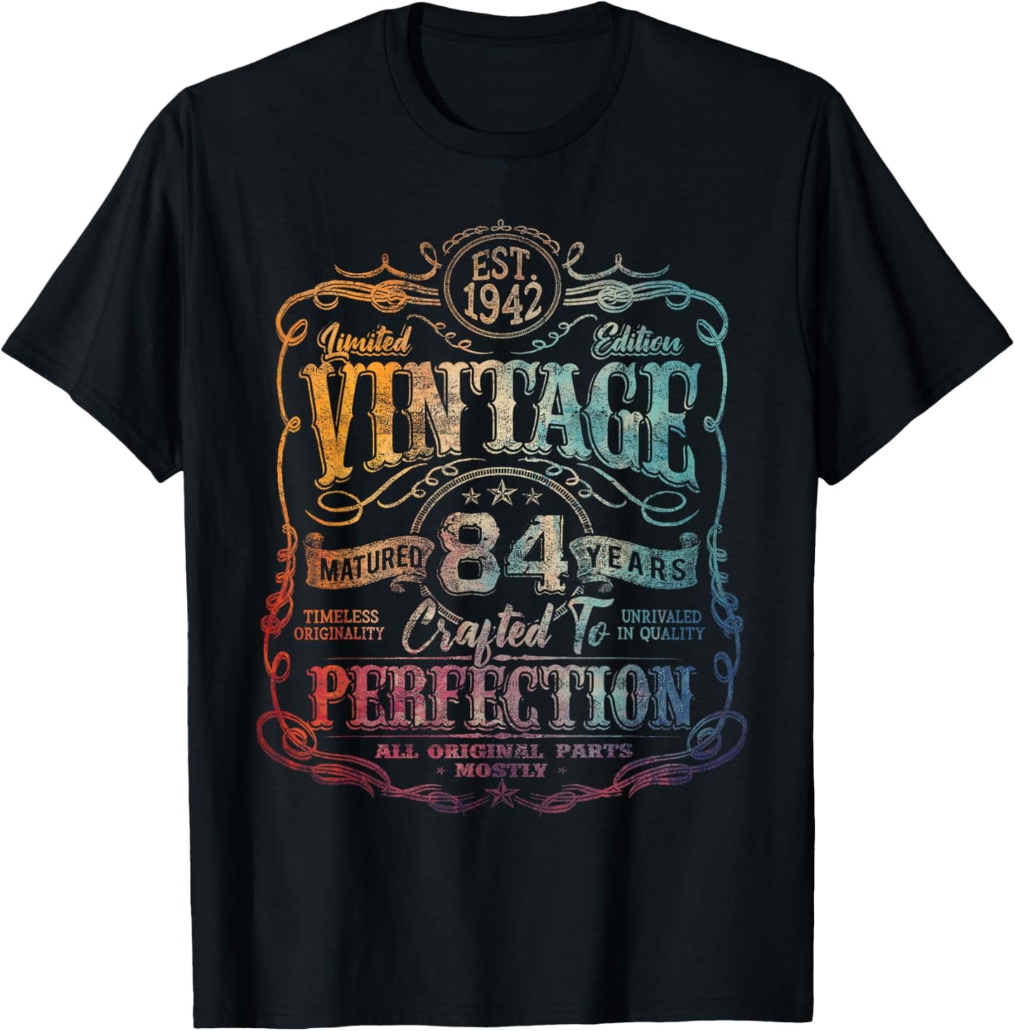 Vintage 1942 Limited Edition Shirt 84 Year Old 84th Birthday T-Shirt - T-Shirt | Black