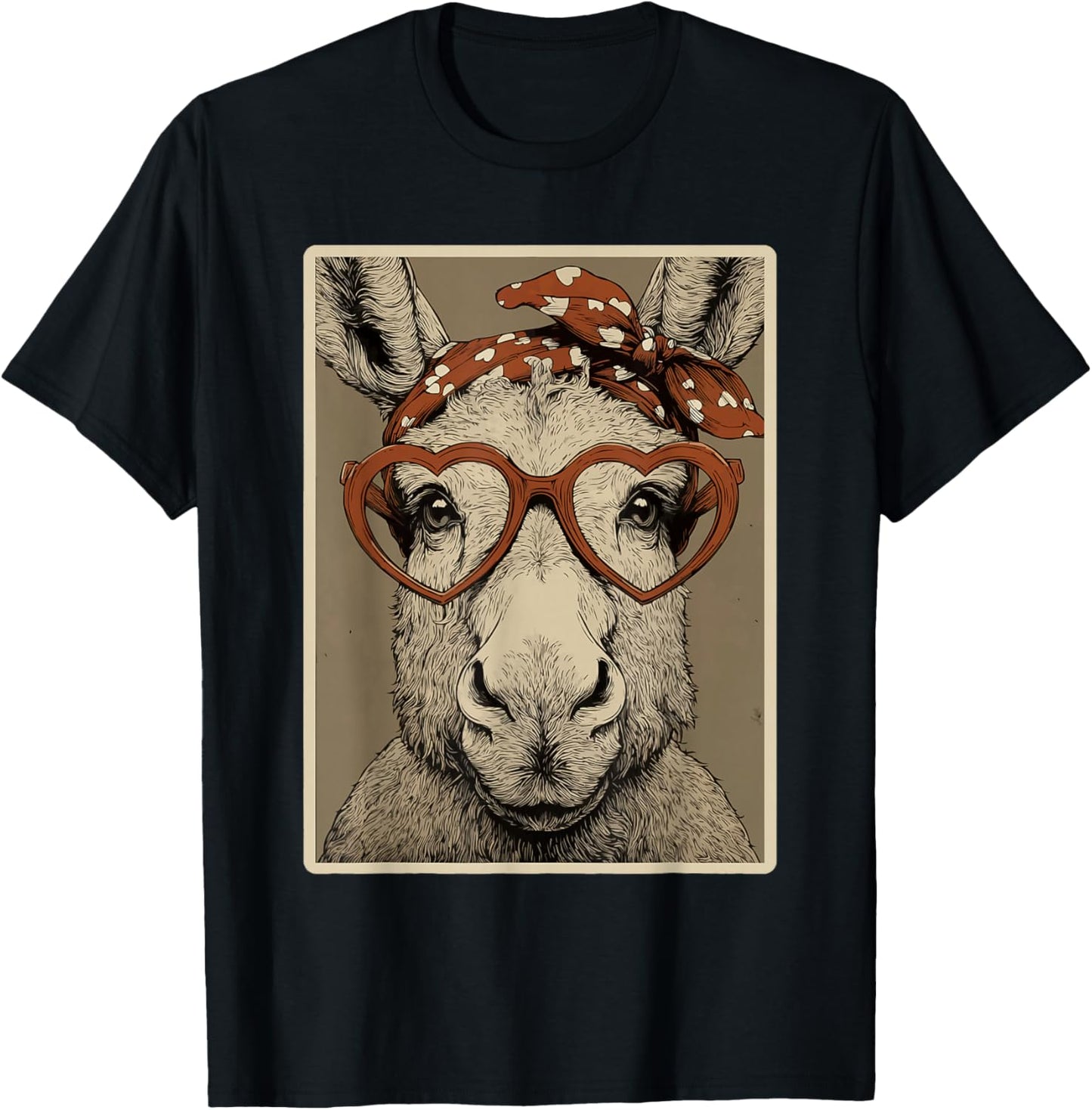 Valentines Moose in Hearts Glasses Romantic Animal Coquette T-Shirt - T-Shirt | Black