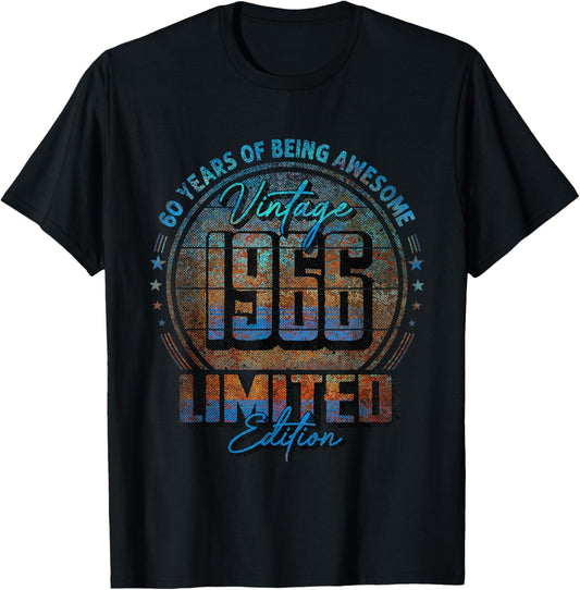 Vintage 1966 Limited Edition Shirt 60 Year Old 60th Birthday T-Shirt - T-Shirt | Black