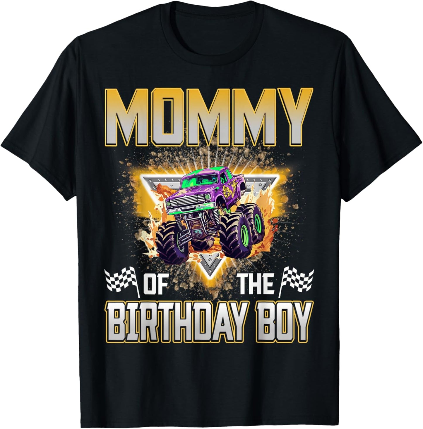Mommy of The Birthday Boy Monster Truck Birthday Family T-Shirt - T-Shirt | Black