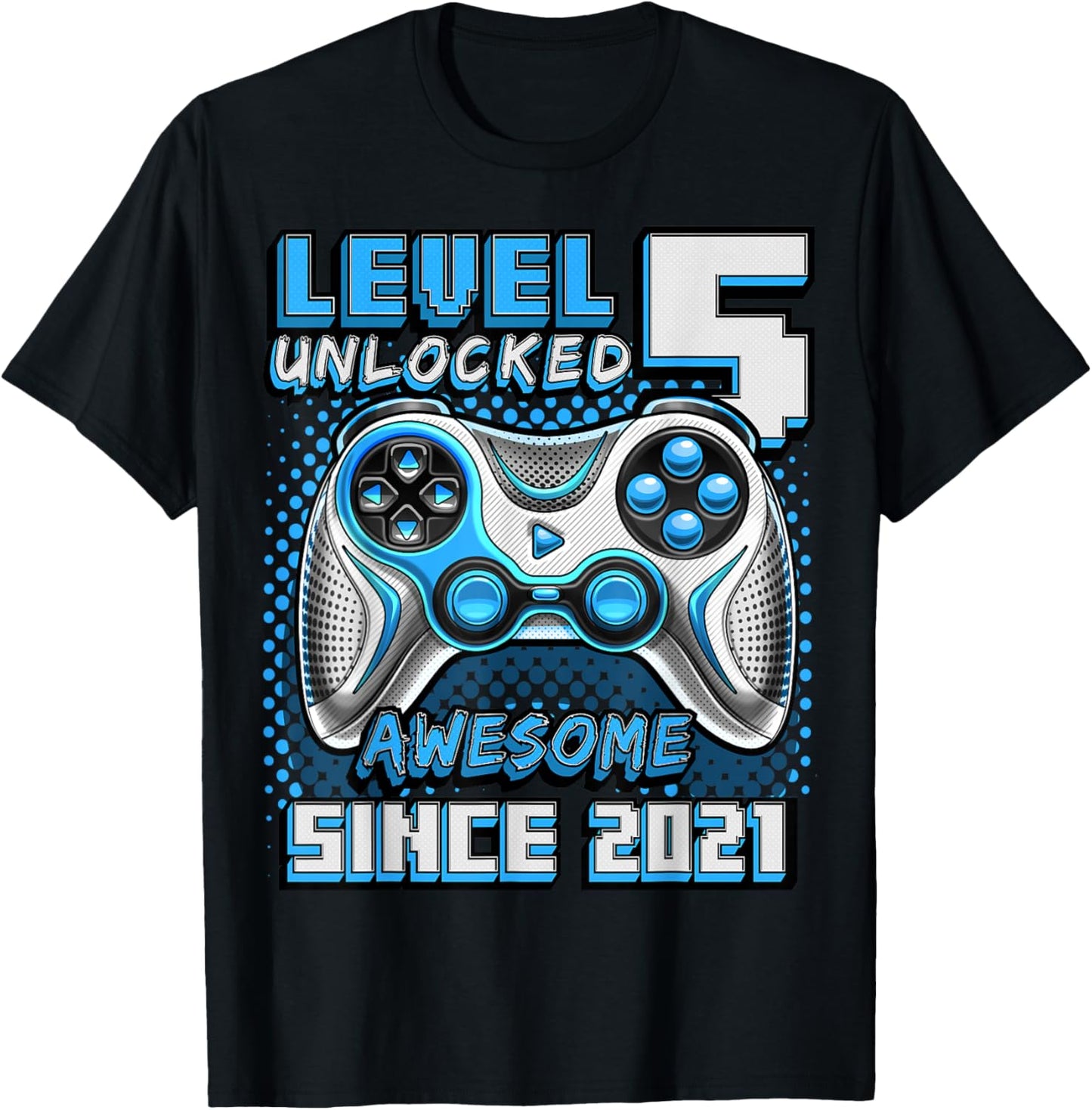 Level 5 Unlocked Birthday Boy Gamer 5 Year Video Game 2021 T-Shirt - T-Shirt | Black