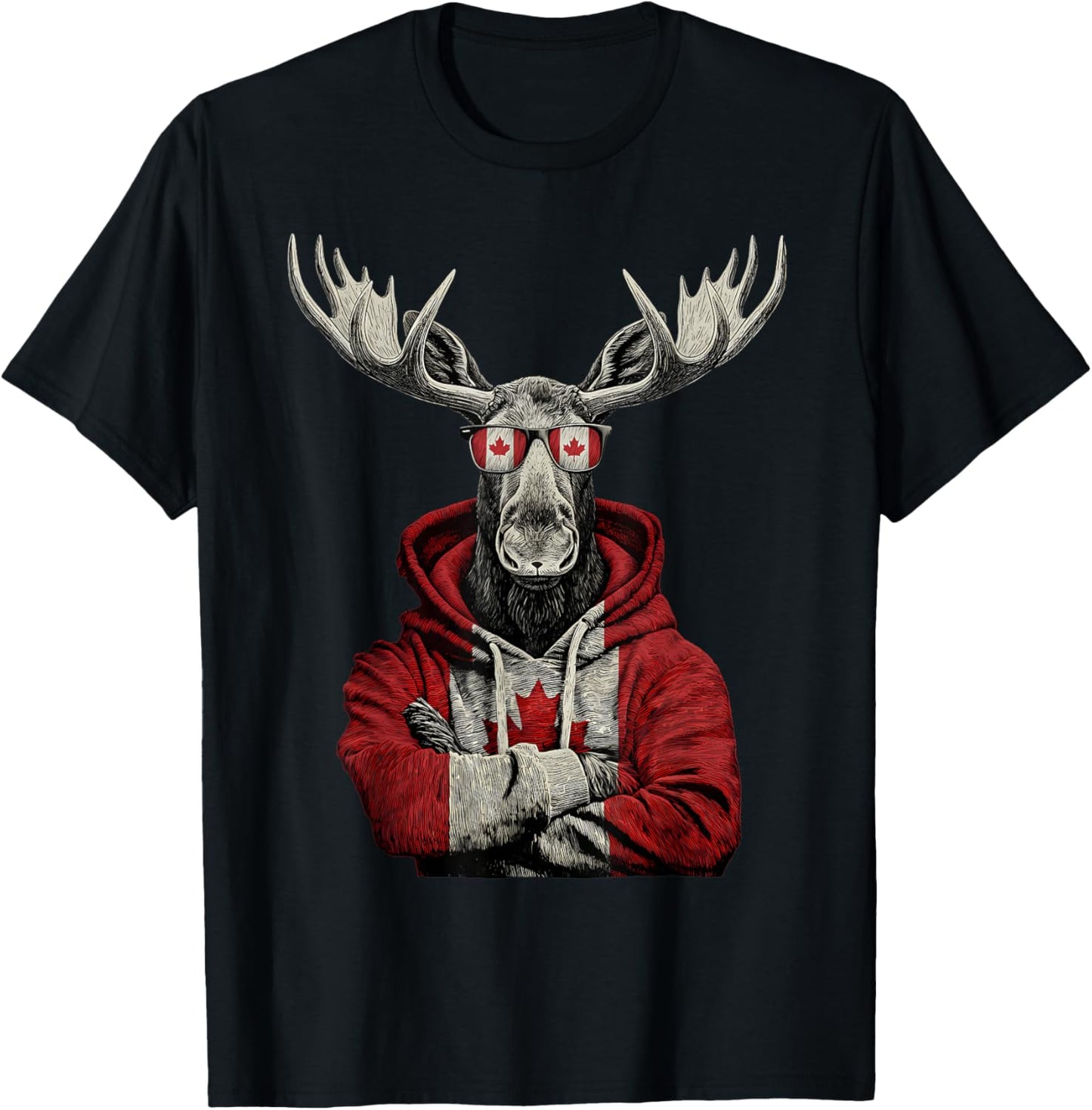 Canada Moose Canadian Pride Canada Maple Leaf Canada Flag T-Shirt - T-Shirt | Black
