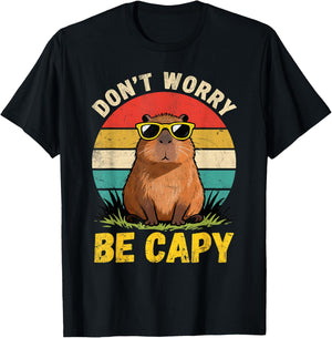 Toddler Don't Worry Be Capy Cute Capybara Birthday Kids T-Shirt - T-Shirt | Black
