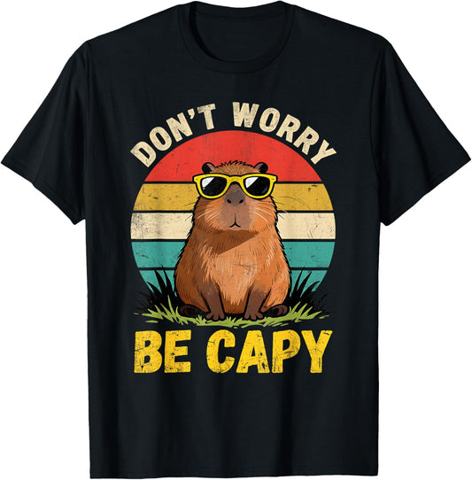 Toddler Don't Worry Be Capy Cute Capybara Birthday Kids T-Shirt - T-Shirt | Black