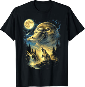 Platypus Howling to The Moon Meme Funny 90's Platypus T-Shirt - T-Shirt | Black