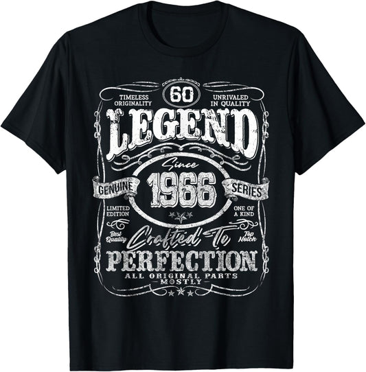 Vintage 1966 Limited Edition Shirt 60 Year Old 60th Birthday T-Shirt - T-Shirt | Black