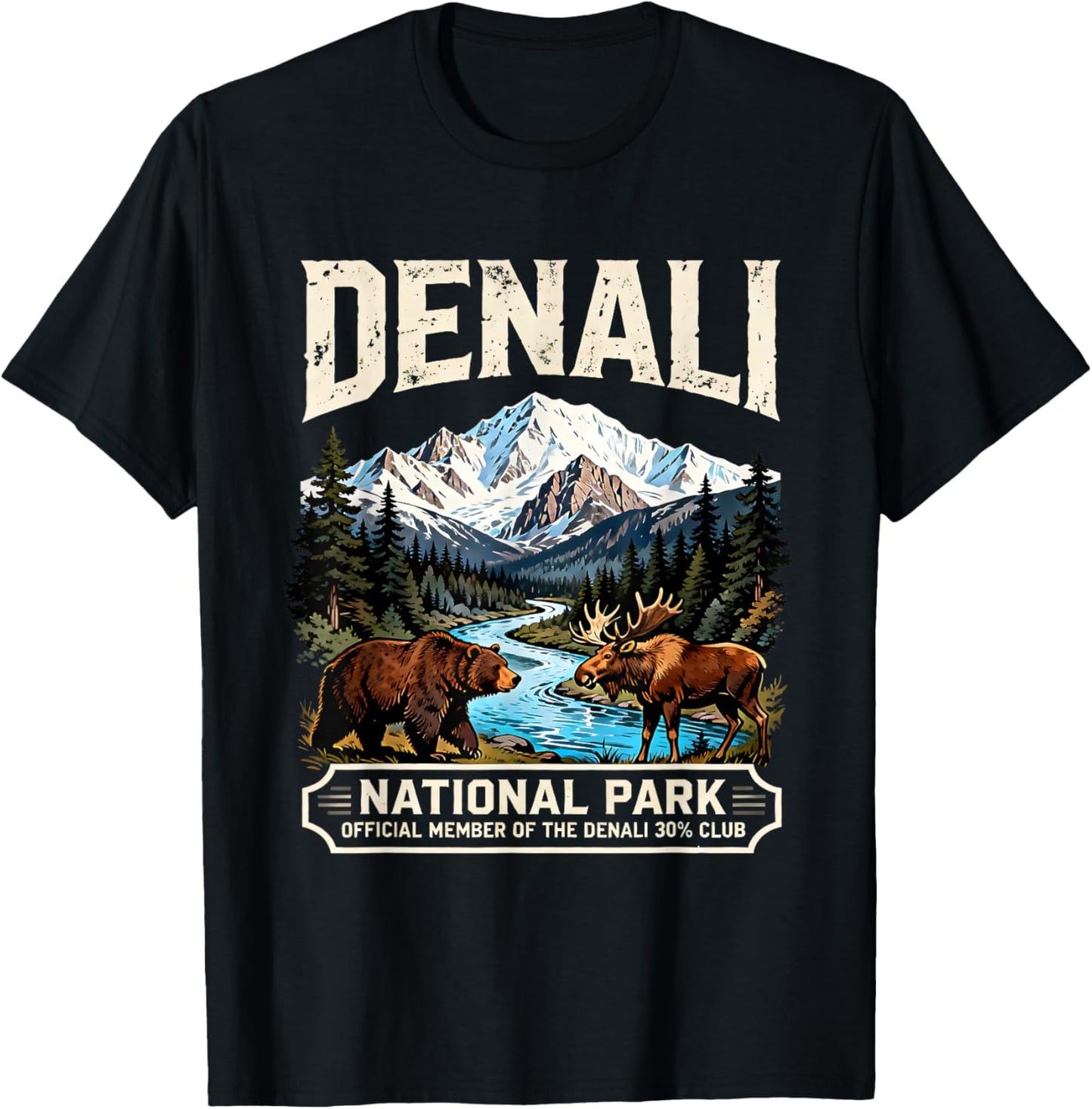 Denali National Park Bear Moose Wildlife Quote T-Shirt - T-Shirt | Black