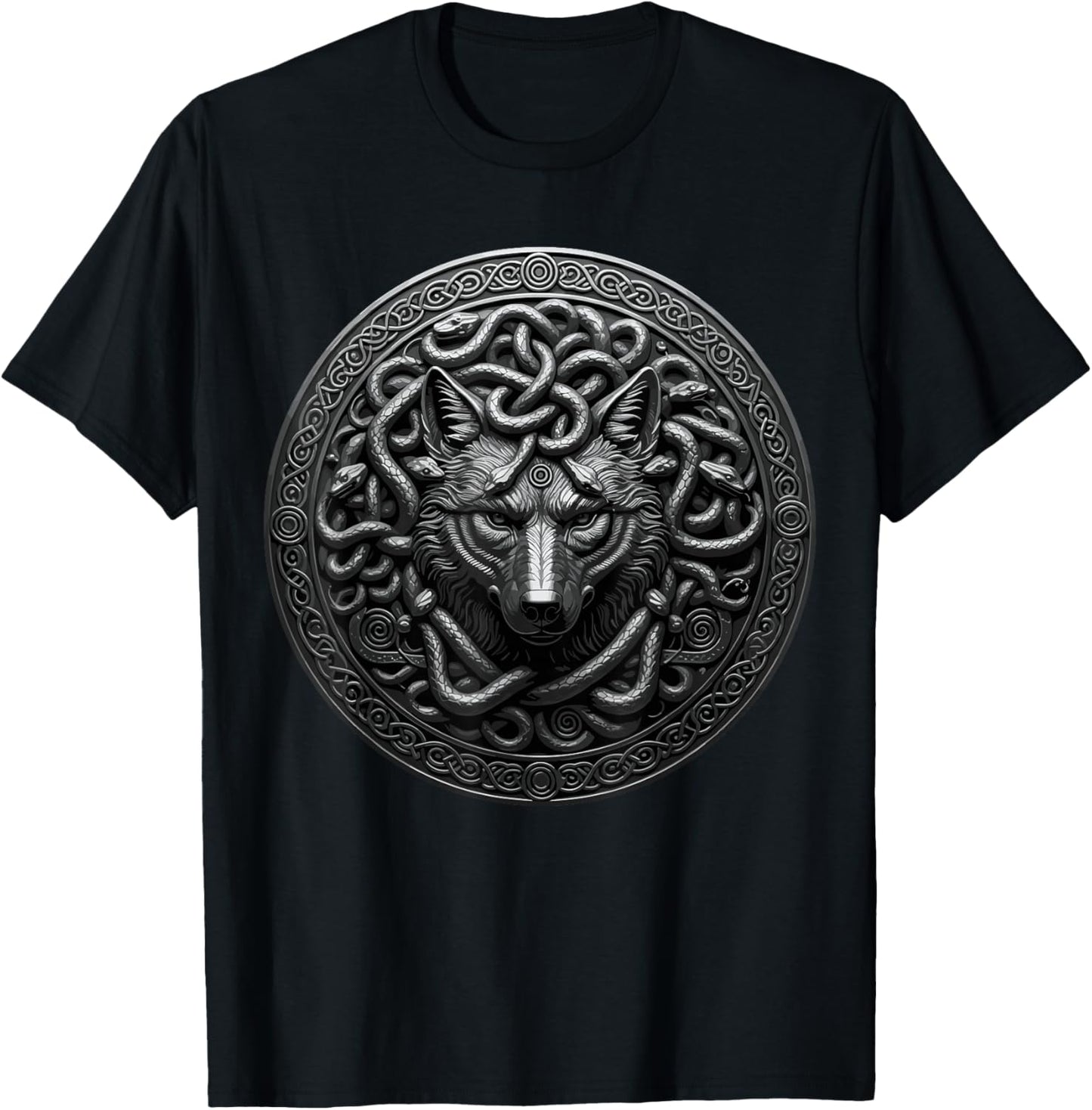 Medusa Head Myth Gorgon Wolf Snake Hair Greek Mythology T-Shirt - T-Shirt | Black