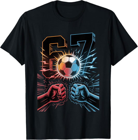 Soccer 67 Six Seven Funny Alpha Gen Meme for Boys Men T-Shirt - T-Shirt | Black