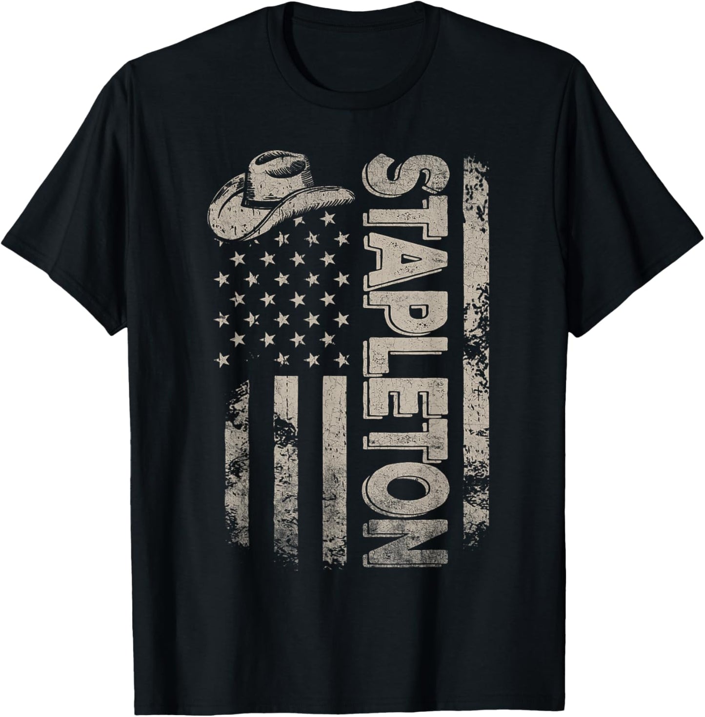 Distressed Stapleton Name Personalized 80s 90s Vintage T-Shirt - T-Shirt | Black