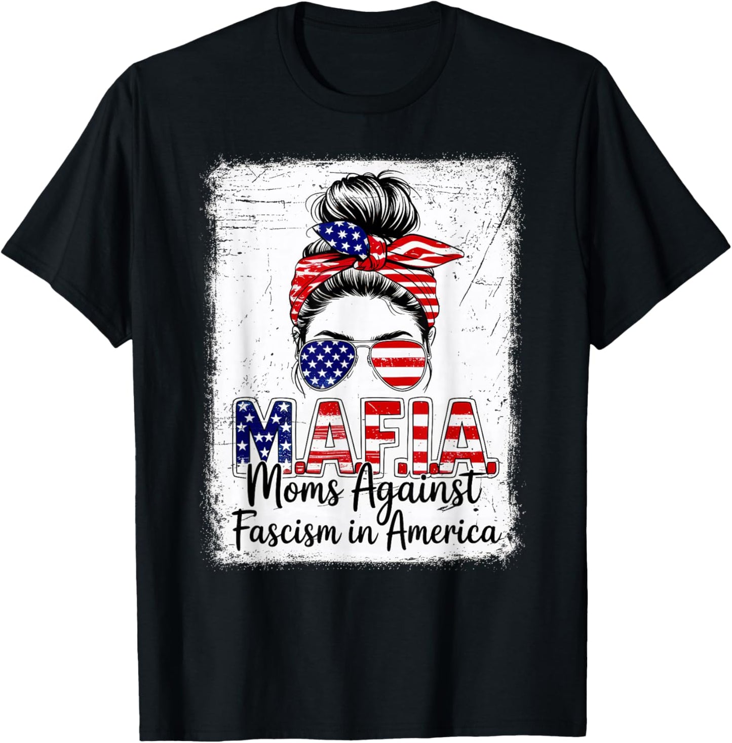 Moms Against Fascism in America Patriotic Graphic T-Shirt - T-Shirt | Black