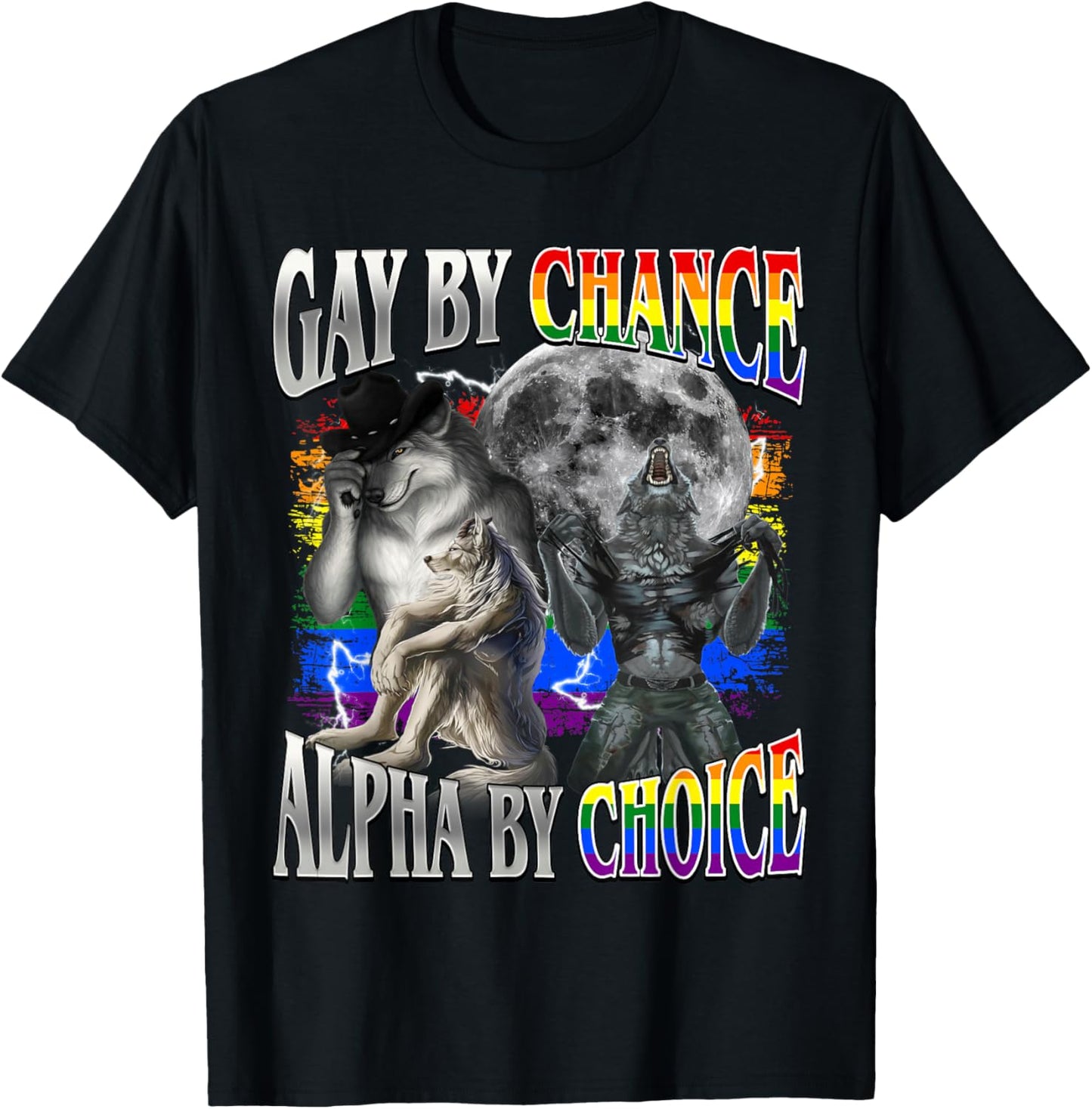 Gay by Chance Alpha by Choice Alpha Wolf Sigma Gay LGBT T-Shirt - T-Shirt | Black