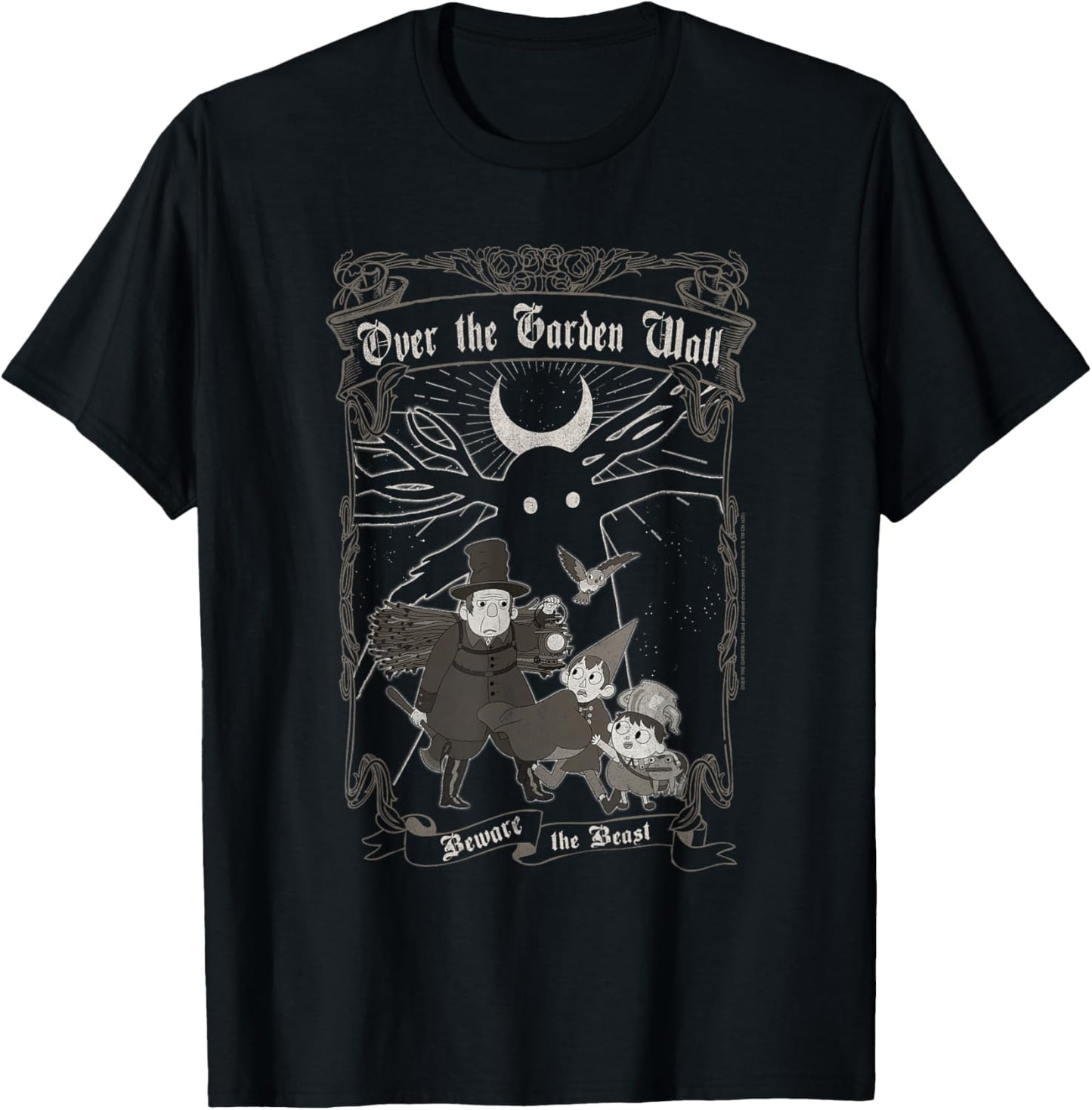 Over The Garden Wall Vintage Framed Scene Spooky Cartoon T-Shirt - T-Shirt | Black