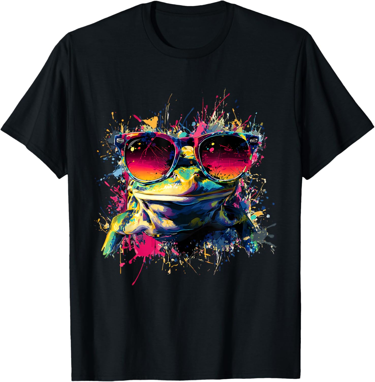 Frog with Sunglasses Forest Toad Lover Amphibian Animal Art T-Shirt - T-Shirt | Black