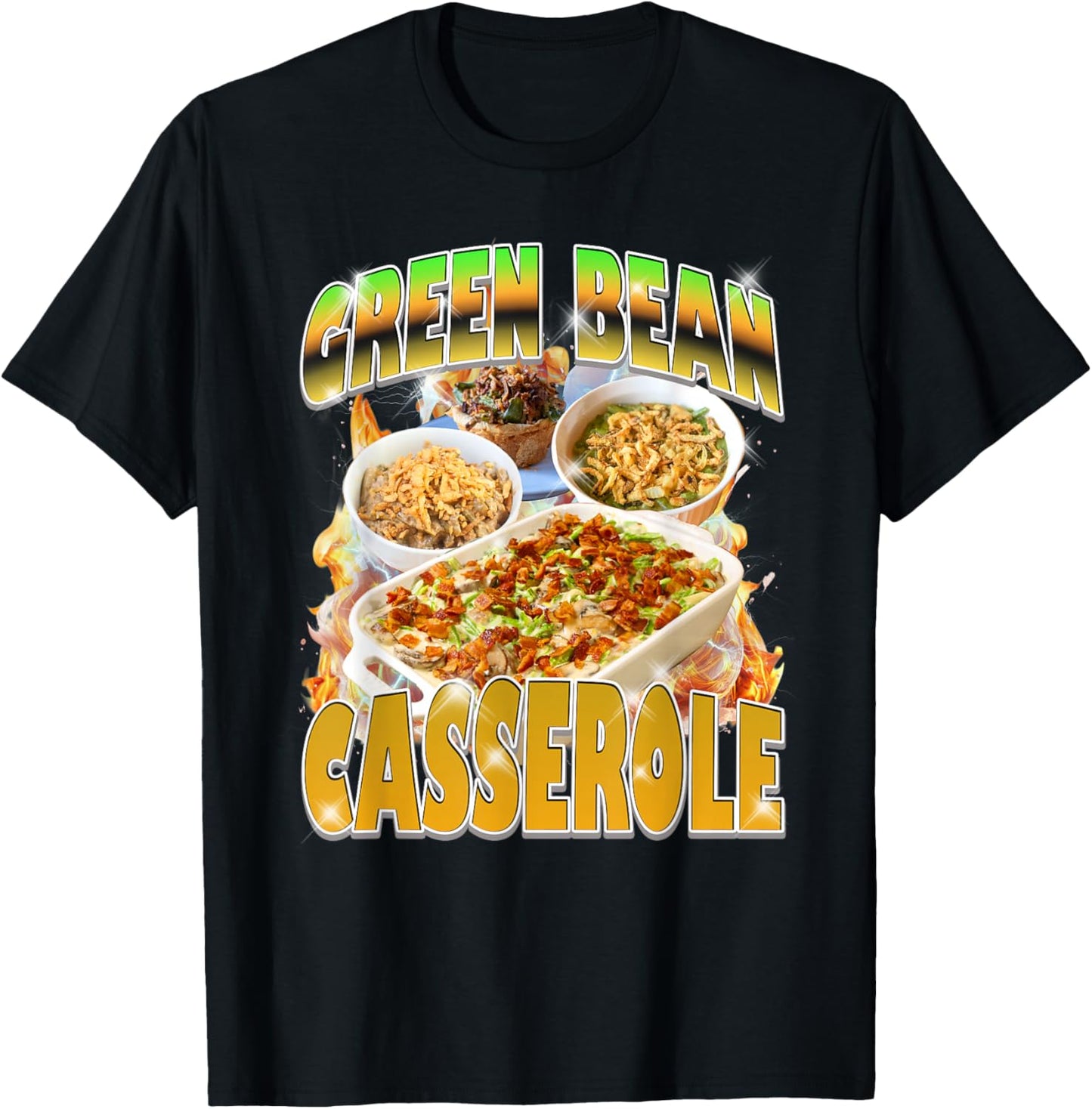Thanksgiving Green Bean Casserole Bootleg 90's Rap Vintage T-Shirt - T-Shirt | Black