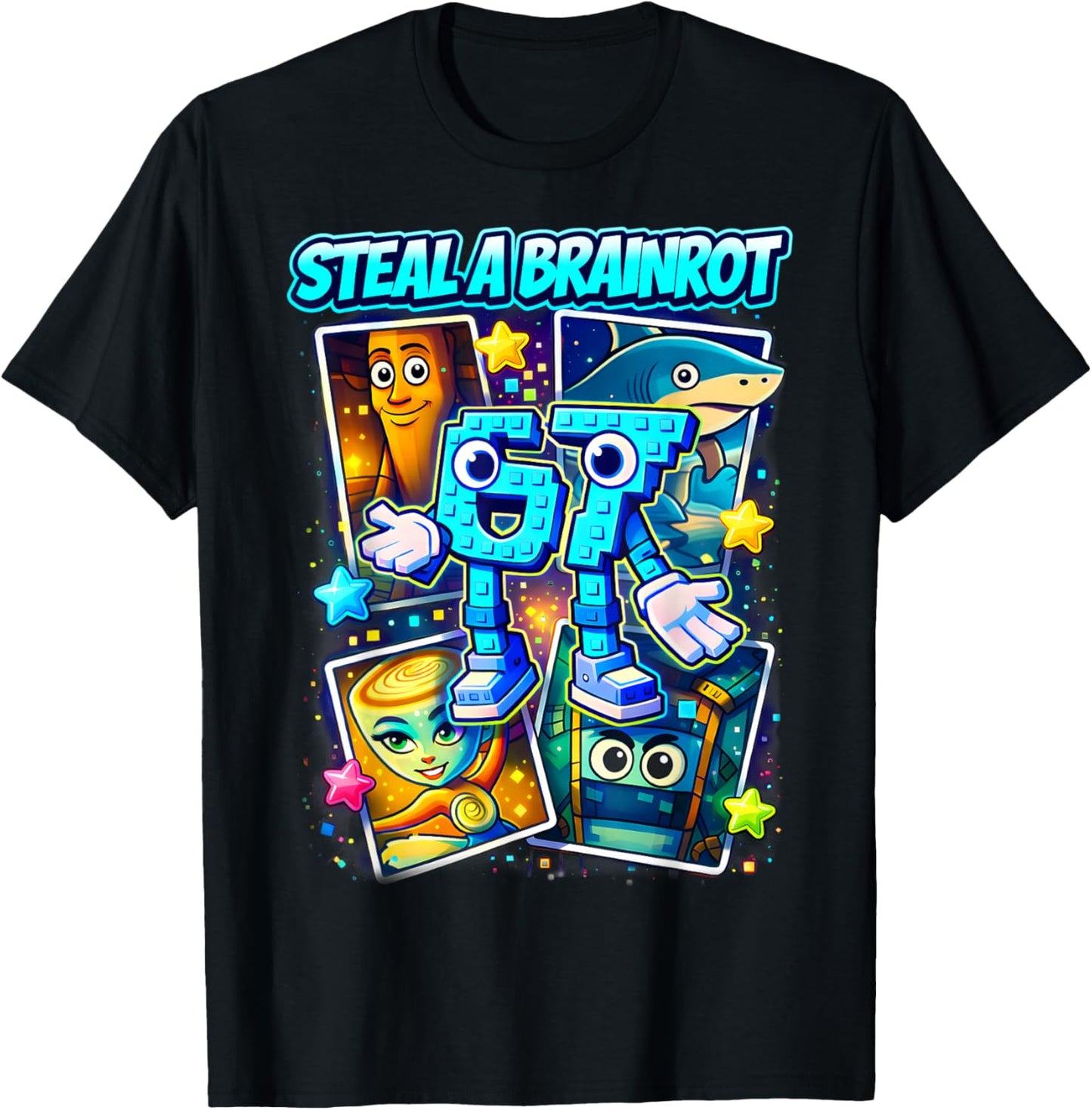 Funny 67 Steal A Brainrot 6 7 Birthday Boy Gift Kid Boys T-Shirt - T-Shirt | Black