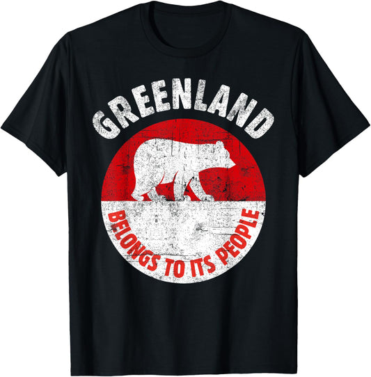 Greenland Flag, Belongs to its People, Independence Message T-Shirt - T-Shirt | Black
