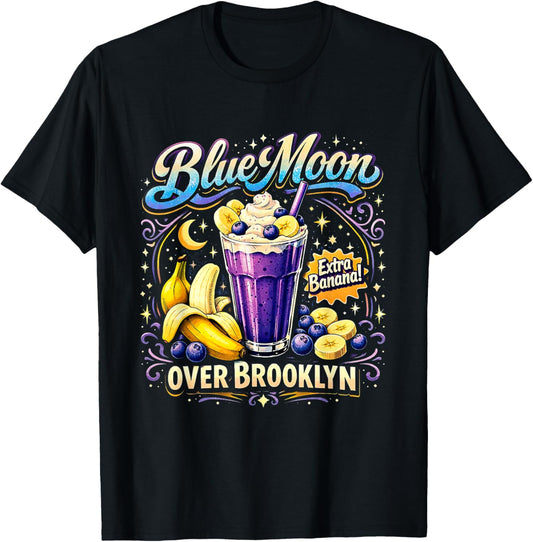 Blue Moon Over Brooklyn Retro Milkshake Art T-Shirt - T-Shirt | Black