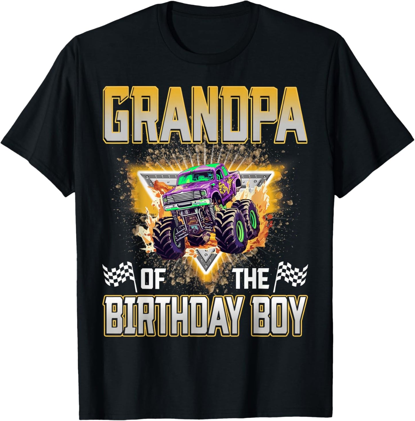 Grandpa of The Birthday Boy Monster Truck Birthday Family T-Shirt - T-Shirt | Black