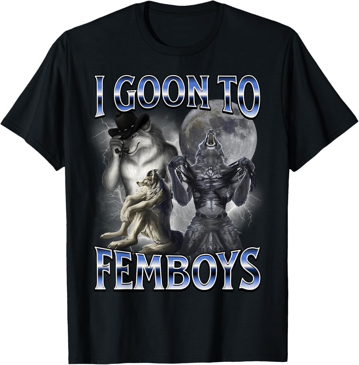 I Goon to FEMBOYS Certified Gooner Brainrot Meme Edging T-Shirt - T-Shirt | Black