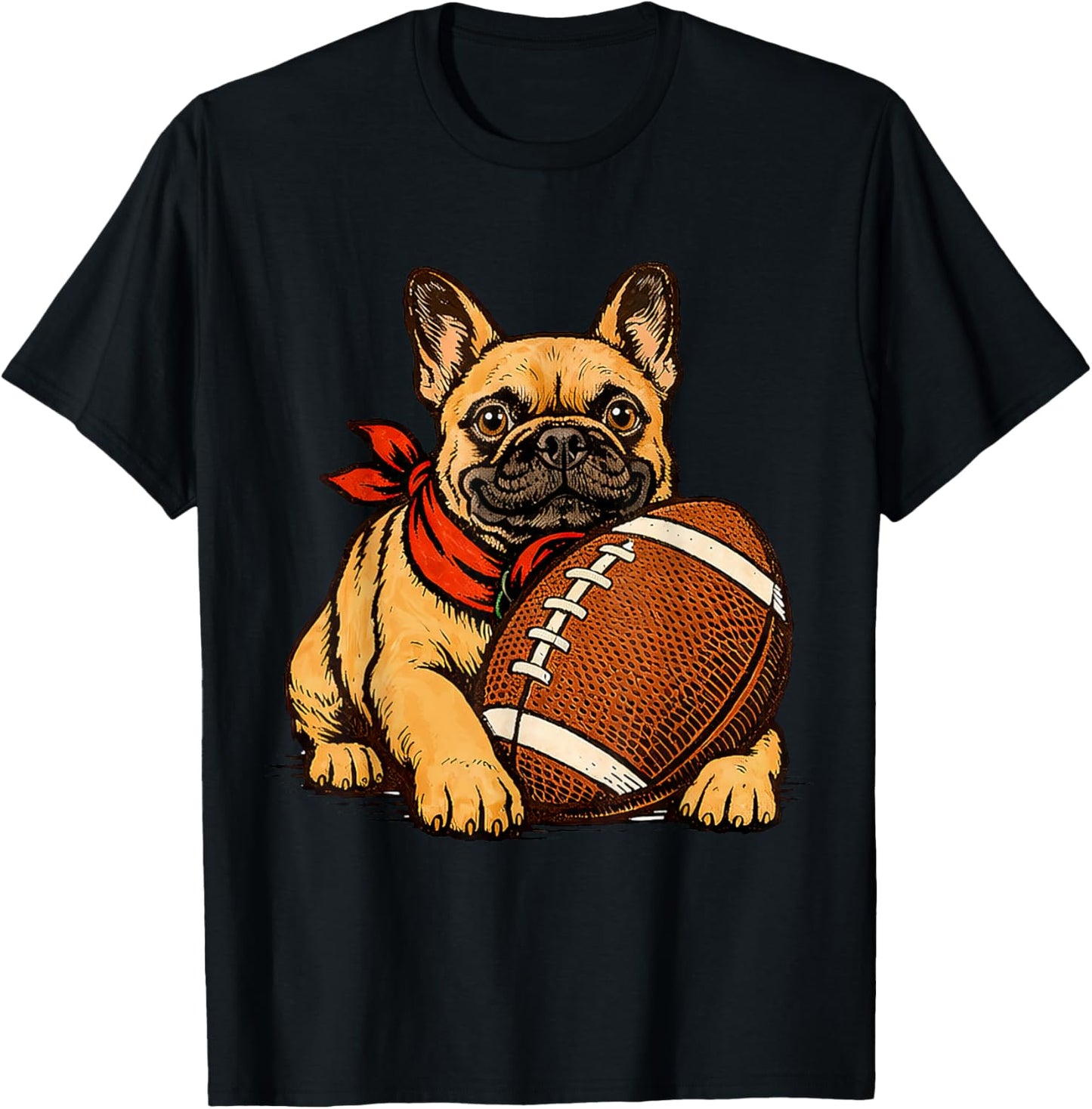 French Bulldog Dog Sports Football Game Day Touchdown T-Shirt - T-Shirt | Black