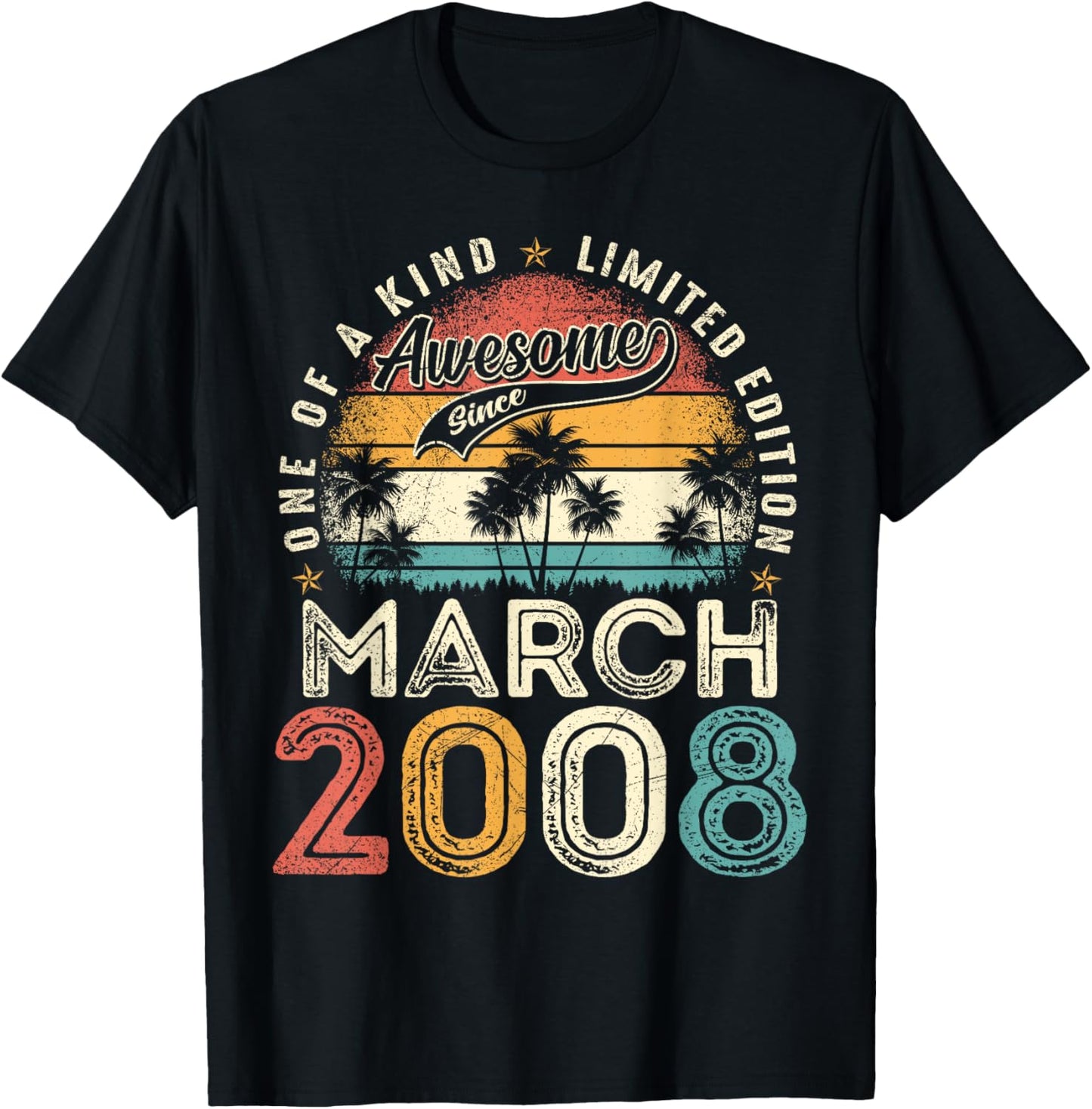 18 Years Old Men Awesome Since March 2008 18th Birthday Boys T-Shirt - T-Shirt | Black