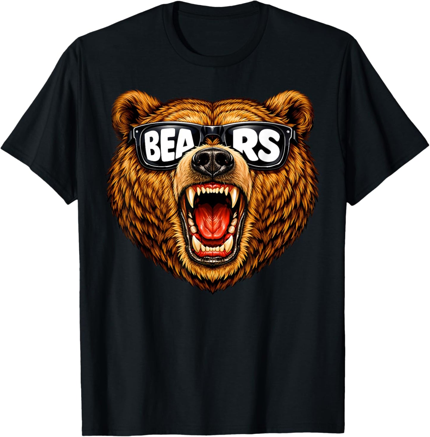 Roaring Grizzly Outdoor Wildlife Graphic Women Kids T-Shirt - T-Shirt | Black