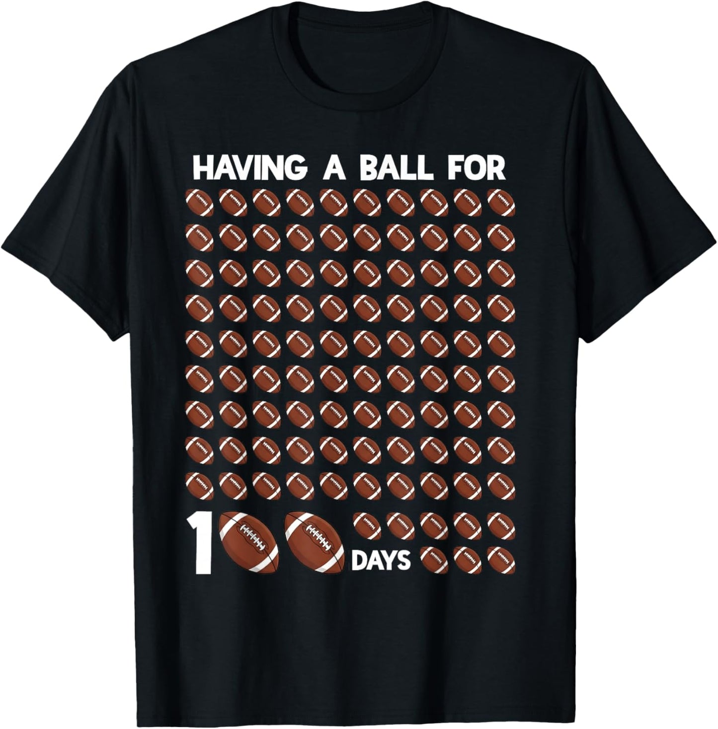 100 Days of School Boys Football 100th Day of School Kids T-Shirt - T-Shirt | Black