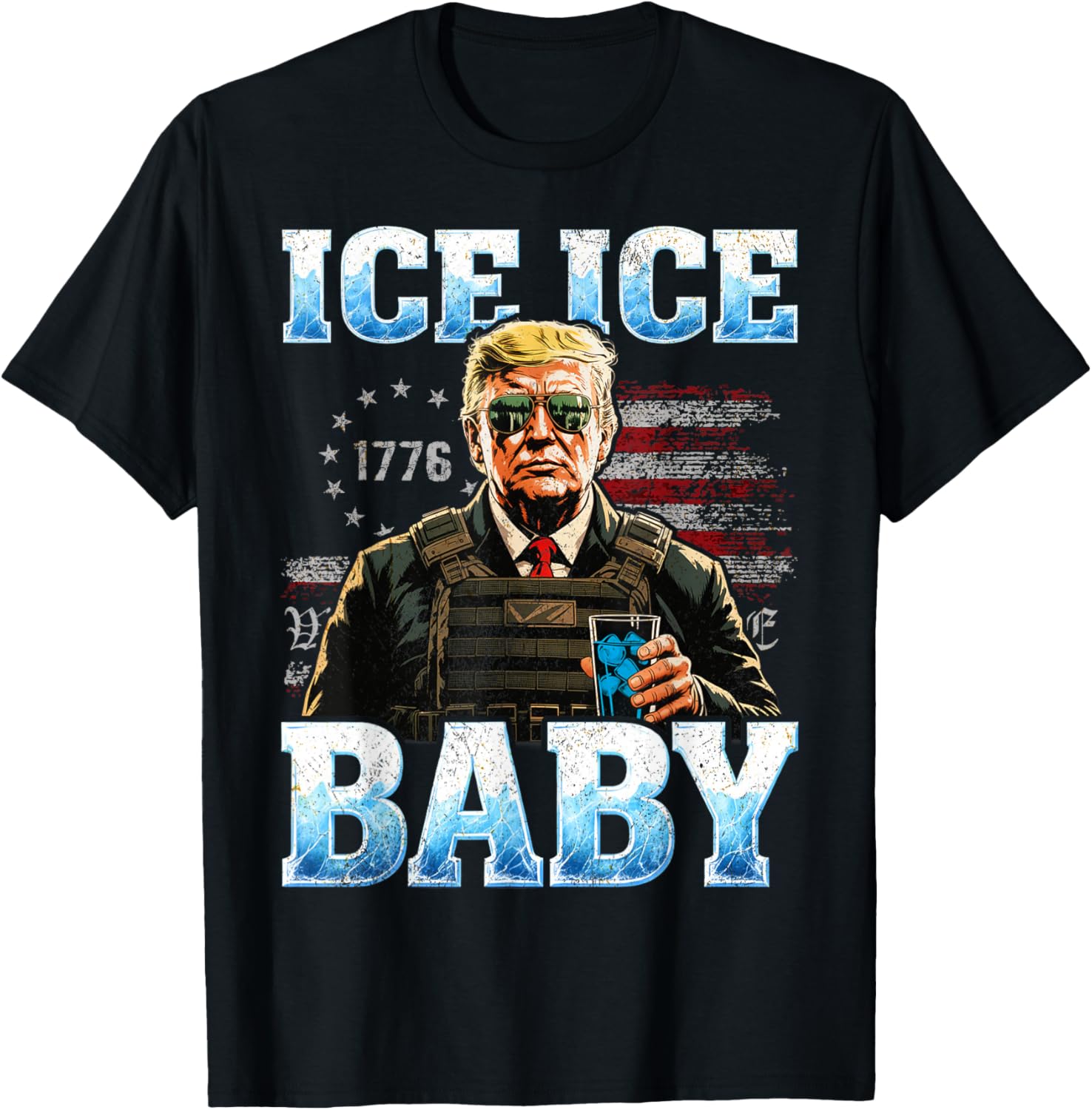 Vintage Ice Baby Funny Trump T-Shirt - T-Shirt | Black