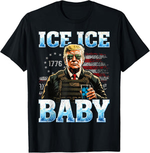 Vintage Ice Baby Funny Trump T-Shirt - T-Shirt | Black