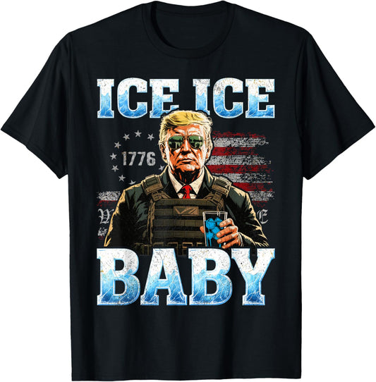Vintage Ice Baby Funny Trump T-Shirt - T-Shirt | Black