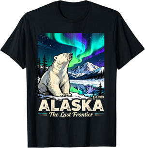 Alaska The Last Frontier Polar Bear Wildlife Quote T-Shirt - T-Shirt | Black